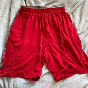 Red and grey Nike basketball / lounge shorts